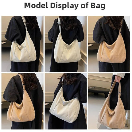 New Large Capacity Casual Crossbody Bag Simple Artistic Commuter Student Single Shoulder Bag Outdoor Leisure Women's Tote Bag PlatiNum
