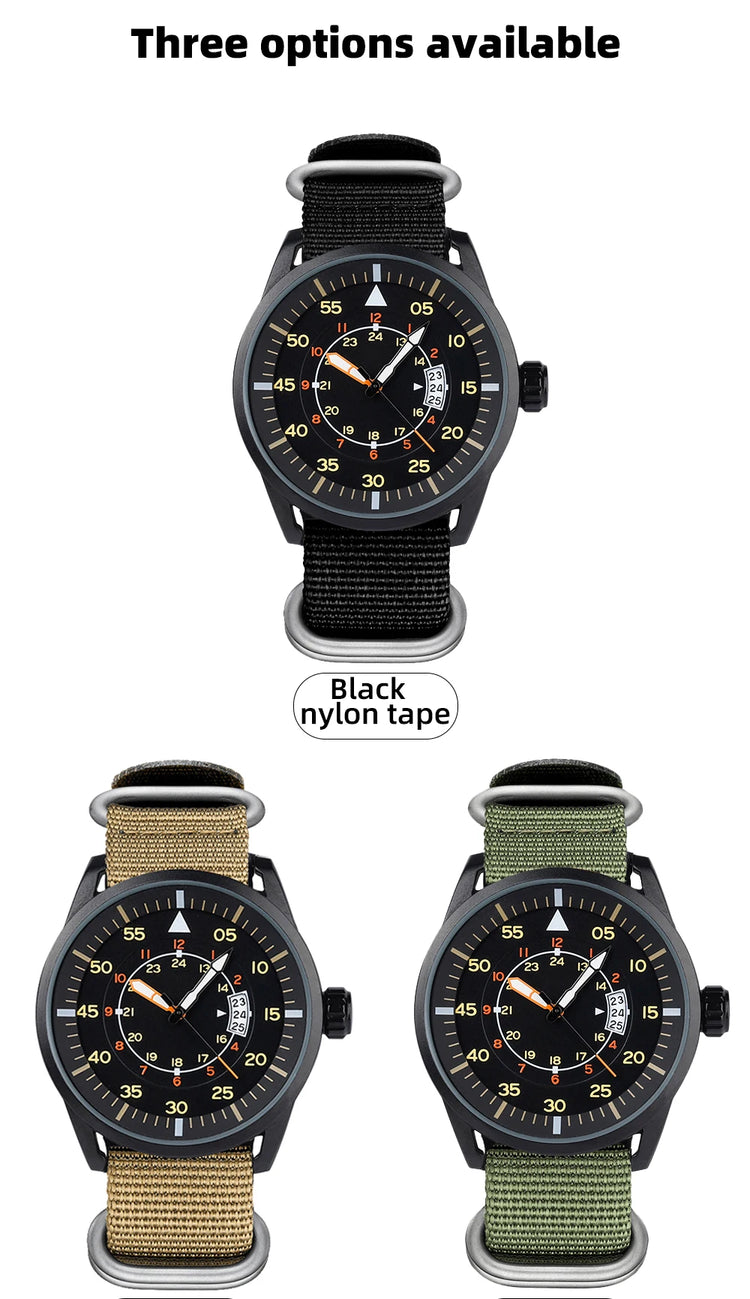 ADDIESDIVE 44mm Men's Fashion Quartz Watch 50m Waterproof Luminous Watch Large Dial High Quality Nylon Strap Men's Analog Watch