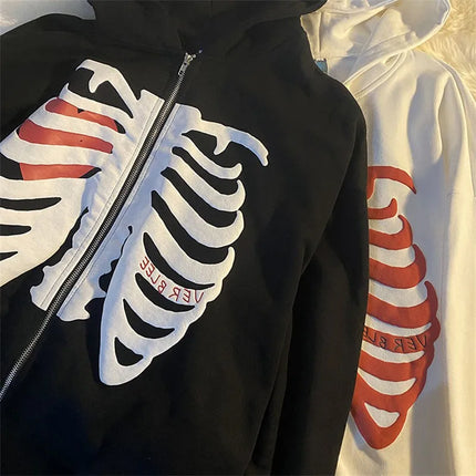 New Hoodies Women Vrouwen Gothic Zwart Zip Up Oversized Sweatshirt Dames Retro Harajuku Capuchon Streetwear Tops