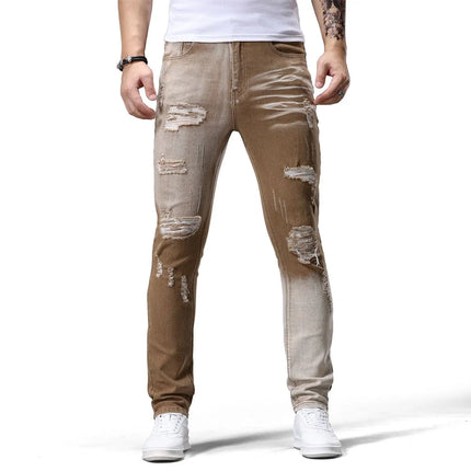Men's Casual Jeans Vintage Straight Leg Elastic Slim Fit Autumn Winter Sweatpants Trousers Skinny Y2k Jeans Men's Cargo Pants