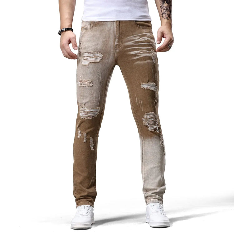Men's Casual Jeans Vintage Straight Leg Elastic Slim Fit Autumn Winter Sweatpants Trousers Skinny Y2k Jeans Men's Cargo Pants