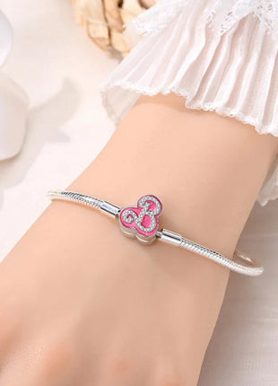 Nuovo Bracciale Originale in Argento 925 con Quadrifoglio Portafortuna e Catena a Serpente, Adatto per Gioielli Fai-da-Te da Donna PlatiNum