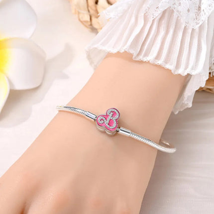 Nuovo Bracciale Originale in Argento 925 con Quadrifoglio Portafortuna e Catena a Serpente, Adatto per Gioielli Fai-da-Te da Donna PlatiNum