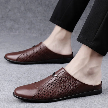 2024 Adulto Estate Mezza Trascinare Piselli In Pelle Mens Scarpe Da Guida Penny Mocassini da Uomo Mocassini Uomo Muli Tenis Masculino Bianco