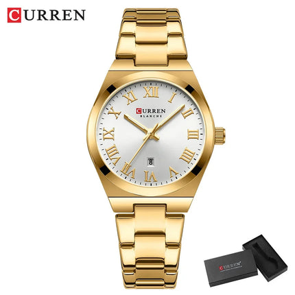 CURREN Orologio da donna, Orologi da donna, Orologi da donna, Abito alla moda impermeabile Bracciale in acciaio inossidabile Orologi analogici Data platinumshop