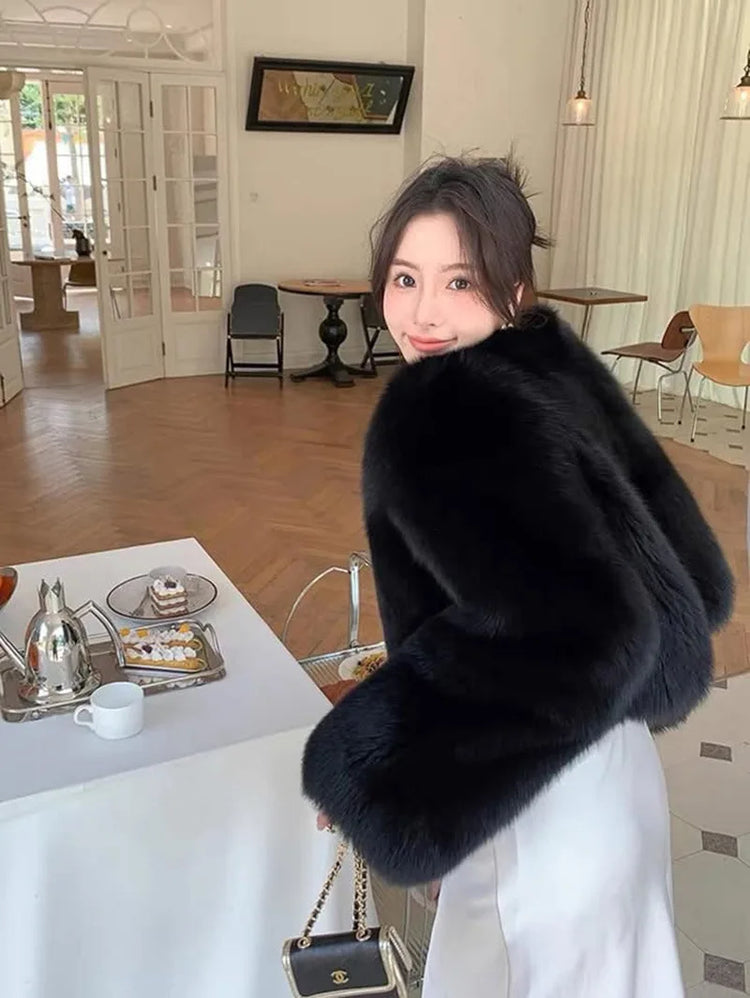 ZADORIN Thick Warm Winter Fur Coats Woman Luxury Fluffy Black Faux Fur Coat Woman Clothing Fox Fur Faux Coat Short Furry Jacket