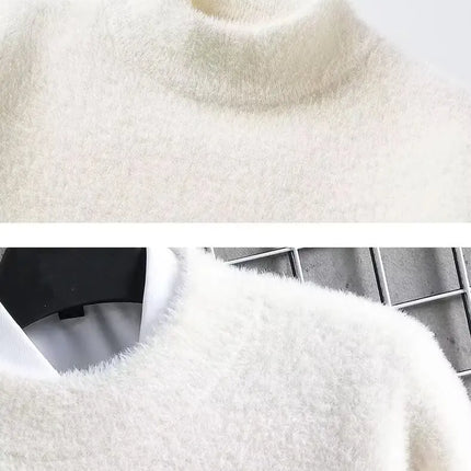 Men Winter Warm Black Sweater Pullovers Autumn High Quality Men's Rock Hip Hop Plush O Neck Top Men's Cloting New 2024