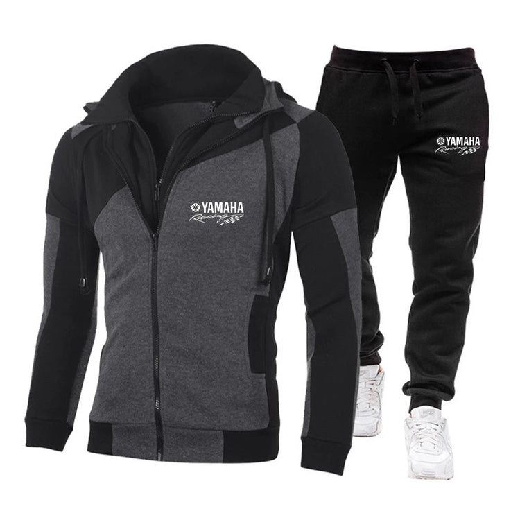 Yamaha logo printed hoodie, motorcycle jacket, sportswear pullover, fashionable bicycle jacket, men's custom zipper set PlatiNum