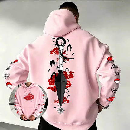 Naruto Akatsuki Kunai Hoodie 2026 New Japanese Anime Fashion Y2K Casual Sportswear Men's Couple Style Hooded Sweatshirt