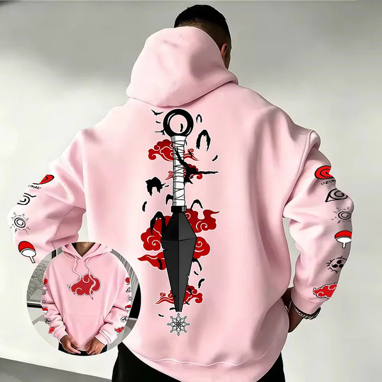 Naruto Akatsuki Kunai Hoodie 2026 New Japanese Anime Fashion Y2K Casual Sportswear Men's Couple Style Hooded Sweatshirt