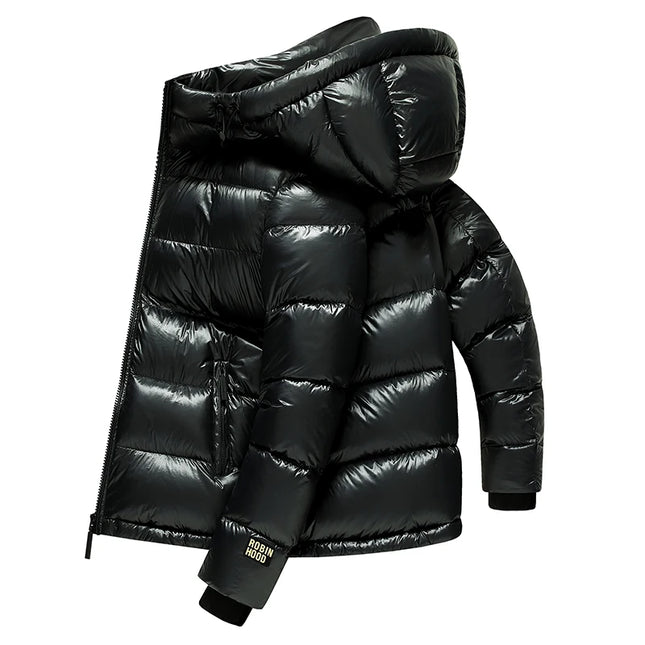 New national standard 90% down winter thickened down jacket, glossy hooded bread jacket, youth down jacket for men's wear