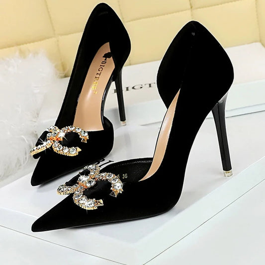 Luxury high heels Women 7 cm 10.5 cm stilettos Metal Rhinestone Women Pumps Fashion Wedding shoes Ladies Sexy Prom Shoes 2025