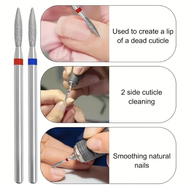 10Pcs/set Diamond Nail Drill Bit Set Nail Diamond Milling Cutter for Manicure 3/32" Burr Electric Nail File Cuticle Remover Tool 2028