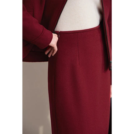 AMII Women's Skirt 2025 Winter New Minimalist Solid Color Commuter Skirts For Woman Wool Long Versatile Clothing Female 12544047 PlatiNum