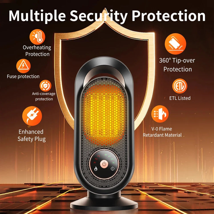 Portable Heater Mini Electric Heater Room Space Heater Warm Heating Hot Fans Desktop Tilting Power-Off Office Mute Heater 1000W