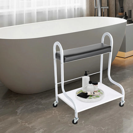 2-Tier Foot Bath Spa Trolley Cart Portable Pedicure Footrest with 4 Wheels Beauty Salon Nail Stand for Pedicures Massages Toenail Care, Load 100 kg/220.46 lbs