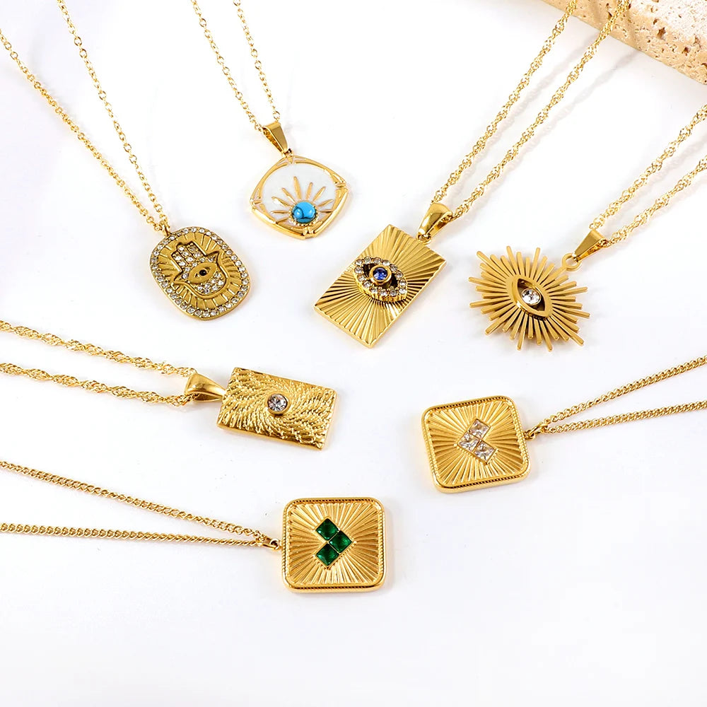 LUXUKISSKIDS Hamam Chunky collana Luxury Trendy Eyes ciondolo ciondoli a mano di sales collari con strass a cuore estetica y2k Choker