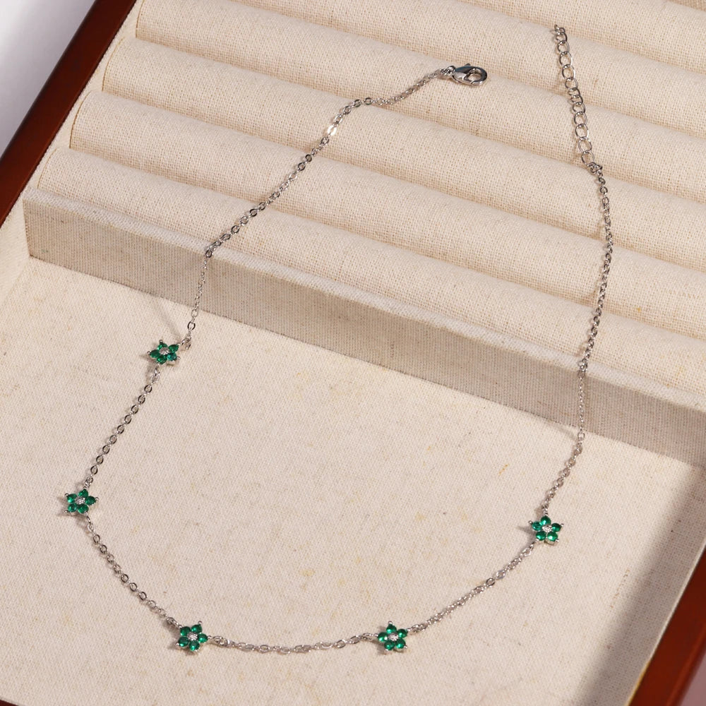 Moda colorata cubic zirconia 5 pezzi collana di fiori per le donne girocollo catena clavicola regali di gioielli da sposa