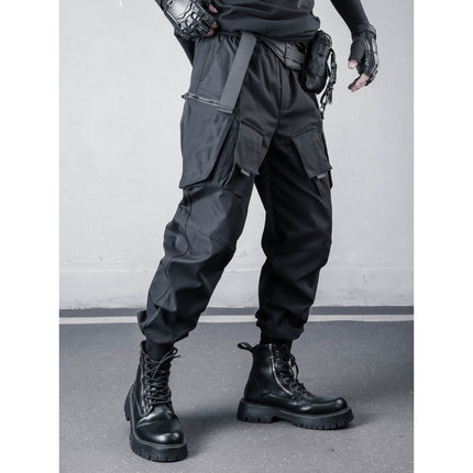 2026 New Streetwear Joggers Pants Men's Multi-Pockets Tactical Cargo Pant Black Utility Work Elastic Waist Casual Trousers