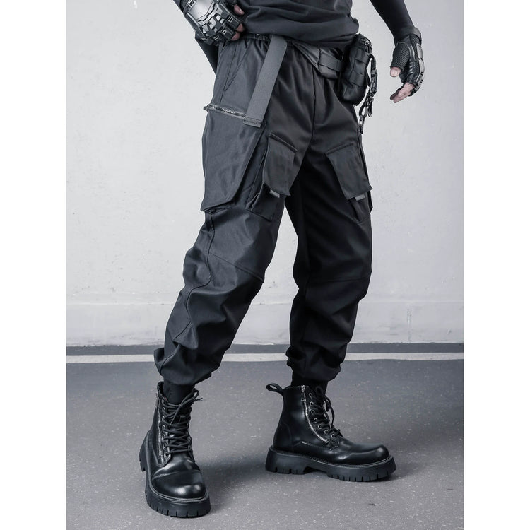 2026 New Streetwear Joggers Pants Men's Multi-Pockets Tactical Cargo Pant Black Utility Work Elastic Waist Casual Trousers