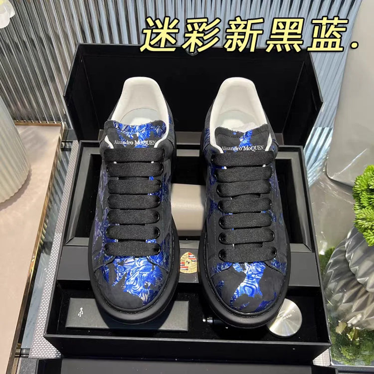 American European Fashion Casual Shoes Unisex White Platform Sneakers Man Sport Shoes In Printing Leather Women Heighten Loafers