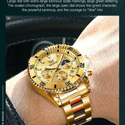 OLEVS Men's Classic Watches with Date Waterproof Luminous Luxury Big Dial Men's Wrist Dress Stainless Steel Men Watch