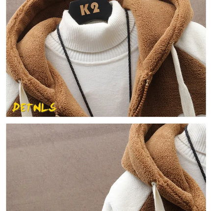 2023 Men's Hooded Jackets Japan Fashion Streetwear Harajuku Coats Men Autumn Winter Men Clothing Wool Jackets Embroidery Jacket