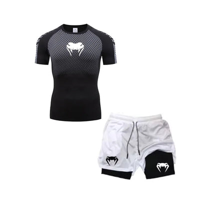 Set di compressione Anime Venom Magliette da palestra per allenamento da uomo Pantaloncini da corsa traspiranti Set di abbigliamento sportivo Rash Guard ad asciugatura rapida platinumshop