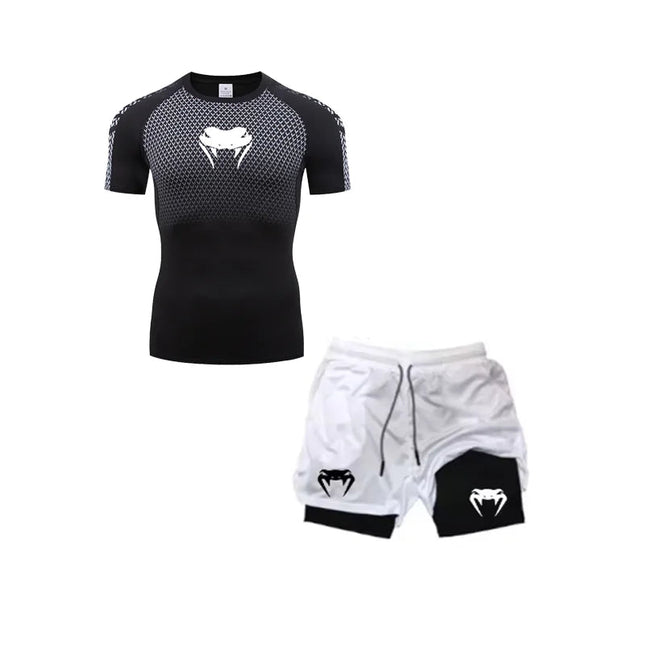 Set di compressione Anime Venom Magliette da palestra per allenamento da uomo Pantaloncini da corsa traspiranti Set di abbigliamento sportivo Rash Guard ad asciugatura rapida platinumshop