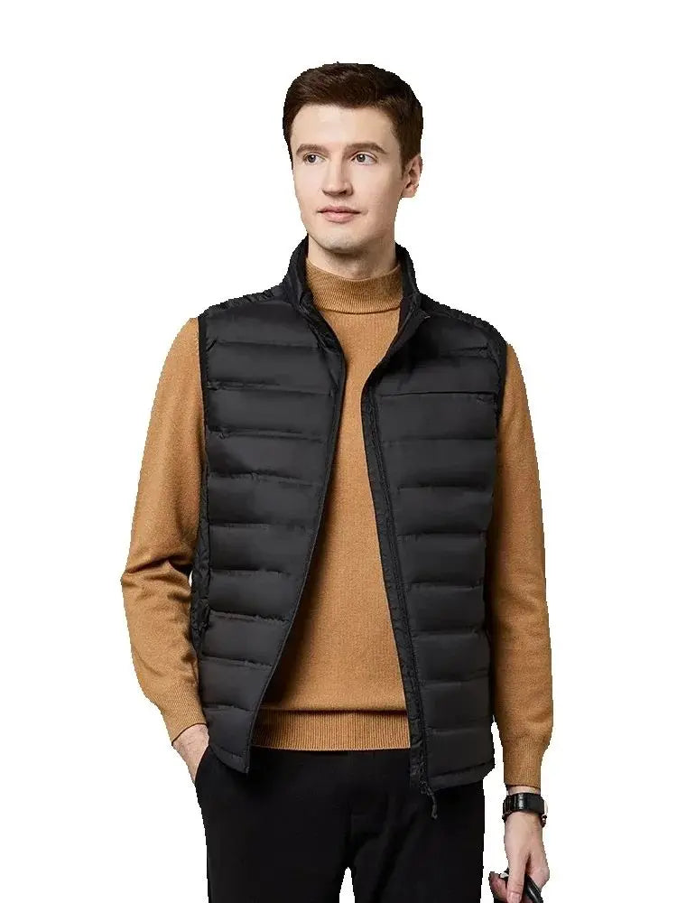 90%White Duck Down Winter Couple Vest Sleeveless Puffer Jacket Graphene Liner Stand Collar Warm Down Gilet Coats Big Size 8XL