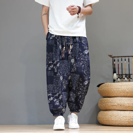 Nuovi pantaloni jogger da uomo in cotone primaverile, pantaloni oversize alla moda, hip hop con graffiti floreali, vita elastica, pantaloni harem, streetwear maschile