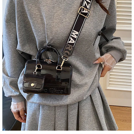 2025 Transparent PVC Beach Bag, Korean Style, Fresh and Sweet Silicone Shoulder Bag, Medium Size with Zipper Closure