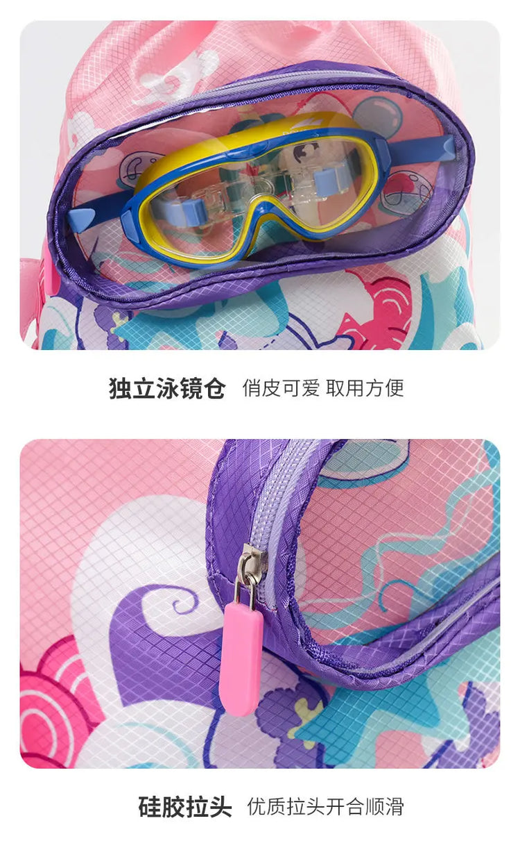 Borsa da nuoto per bambini con separazione asciutta e bagnata Borse da nuoto impermeabili Borsa sportiva per zaino da spiaggia simpatico cartone animato per bambini