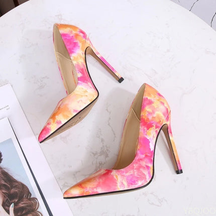 Tacchi alti dimagranti alla moda e sexy di grandi dimensioni Tacchi sottili Bocca poco profonda Punta a punta Tacchi alti di colore di nicchia Scarpe singole