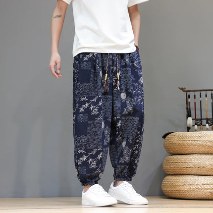 Nuovi pantaloni jogger da uomo in cotone primaverile, pantaloni oversize alla moda, hip hop con graffiti floreali, vita elastica, pantaloni harem, streetwear maschile