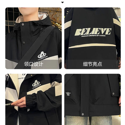 New Arrival Men's Hooded Jackets 2026 Spring Autumn Outdoor Loose Casual Coats Youth Streetwear Plus Size M-4XL Tops Clothing