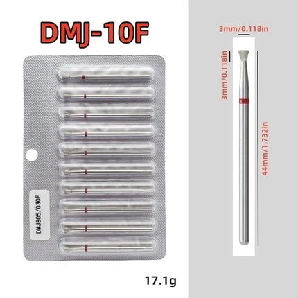 10Pcs/set Diamond Nail Drill Bit Set Nail Diamond Milling Cutter for Manicure 3/32" Burr Electric Nail File Cuticle Remover Tool 2028