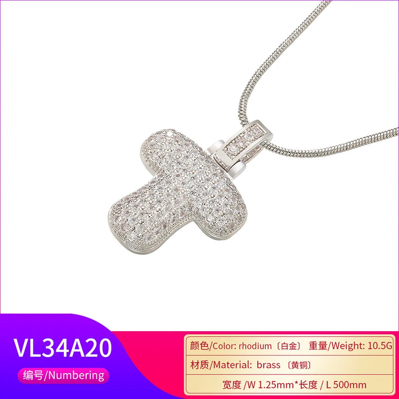 ZHUKOU Colore argento Bubble lettere iniziali collane 26 lettere pendenti collane per le donne Ottone CZ Gioielli all'ingrosso VL34