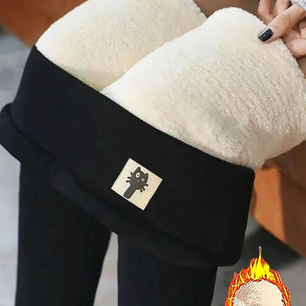 Winter Thicken Warm Leggings Women Lamb Cashmere Joggers High Waist Fleece Elastic Tights Warm Tights Pants Slim Velvet Legging PlatiNum