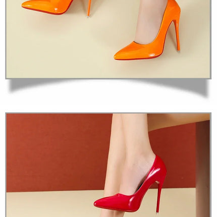 2024 Scarpe da donna Tacchi alti rossi Décolleté sexy con punta a punta 12 cm Scarpe da abito da sposa Colore nero nudo Tacchi alti con fondo in gomma rossa