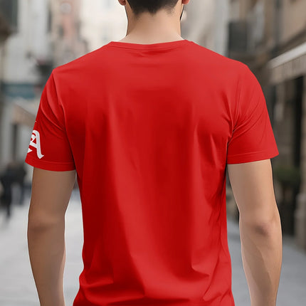Men's crew neck training t-shirt, loose and breathable, quick-drying with letter print on durable casual outdoor fabric