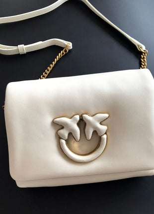 Nuova Borsa a Tracolla/Crossbody da Donna 2026 Ispirata a Pinko in Tweed con Cigno, in Vera Pelle