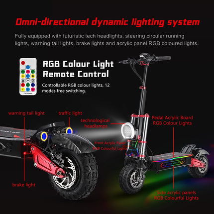 Monopattino Elettrico BOYUEDA S5 6000W Doppio Motore 60V38AH Autonomia 120KM Velocità 85KM/H NFC App Intelligente Luci RGB Ruote da 11 Pollici Fuoristrada per Adulti platinumshop