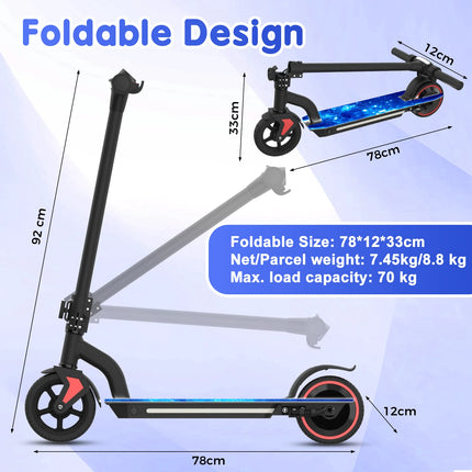 Monopattino Elettrico per Bambini 150W, 15km/h e Autonomia 10-15km, 3 Modalità di Velocità, Pneumatici da 6.5'', Doppio Freno, Design Pieghevole per Bambini 6-12 Anni