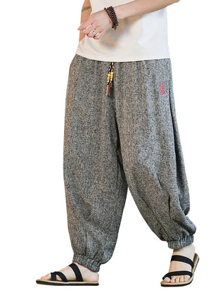 Pantaloni da jogging in seta di ghiaccio da uomo pantaloni casual stile Harajuku cinese da uomo pantaloni sportivi Harlem allentati ricamati streetwear 5XL