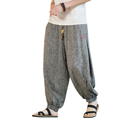 Pantaloni da jogging in seta di ghiaccio da uomo pantaloni casual stile Harajuku cinese da uomo pantaloni sportivi Harlem allentati ricamati streetwear 5XL