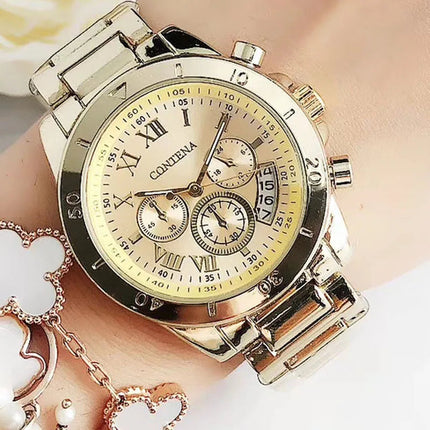 CONTENA Orologi eleganti di lusso per donna Orologio da donna in acciaio inossidabile Orologio da polso da donna alla moda Orologio al quarzo Reloj Mujer platinumshop