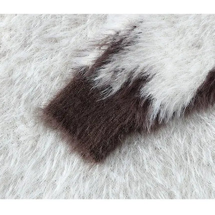 Autumn Winter Men's Casual Warm Fake mink fur Retro Knitted Sweater Round Neck Knitting Pullover Sweater