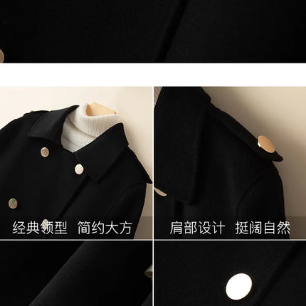 UHYTGF Mid Long Bat Cape Wool Coat Women High-End Double Sided Cashmere Autumn Jacket Female Fashion Casual Ladies Outewear 2029