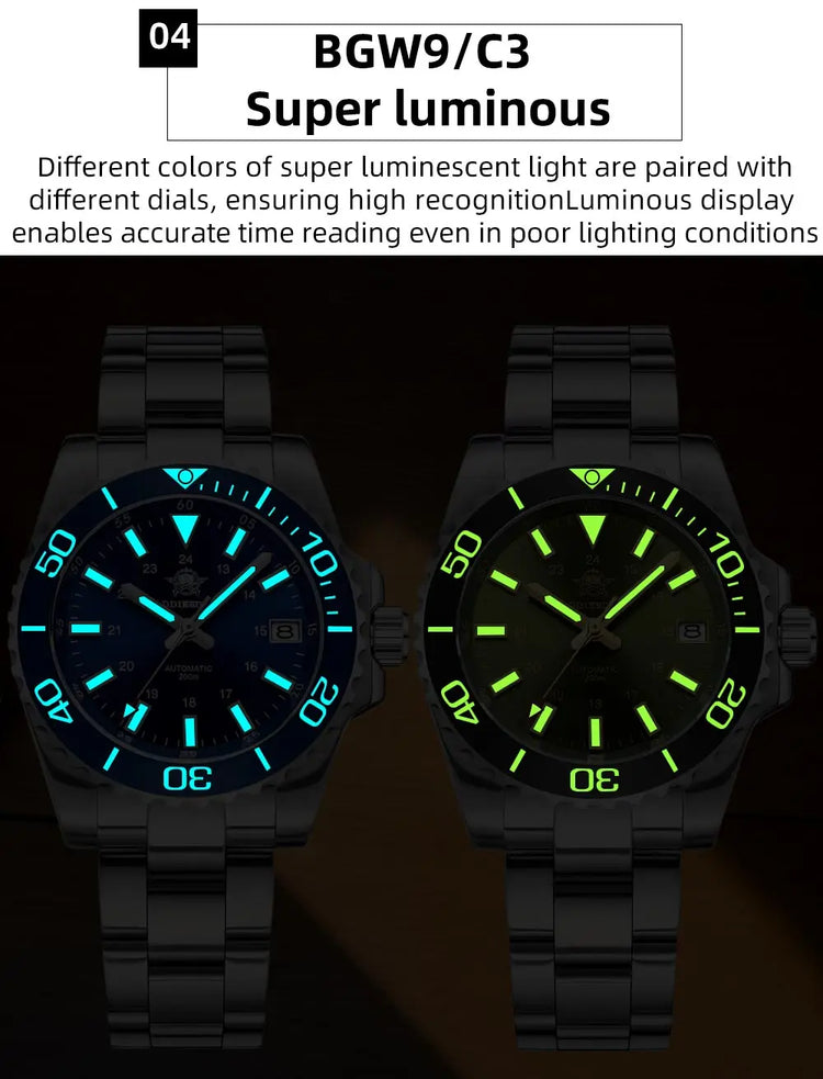 ADDIESDIVE Men's Watch 8215 Mechanical Sapphire Luminous Diving Watch 200m Ceramic Bezel Automatic Watch Clock Gift Watch AD2504